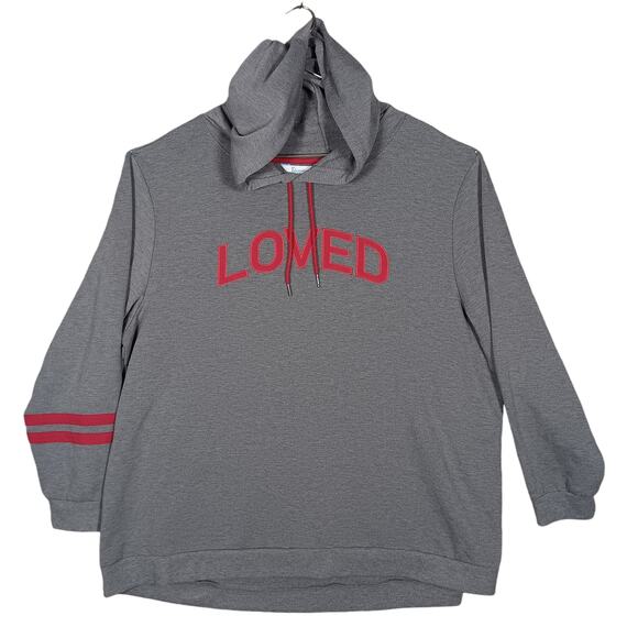 Pajamagram Hoodie Sweatshirt Size 2X Gray and Red "Loved" graphics Long Sleeves - Picture 1 of 7